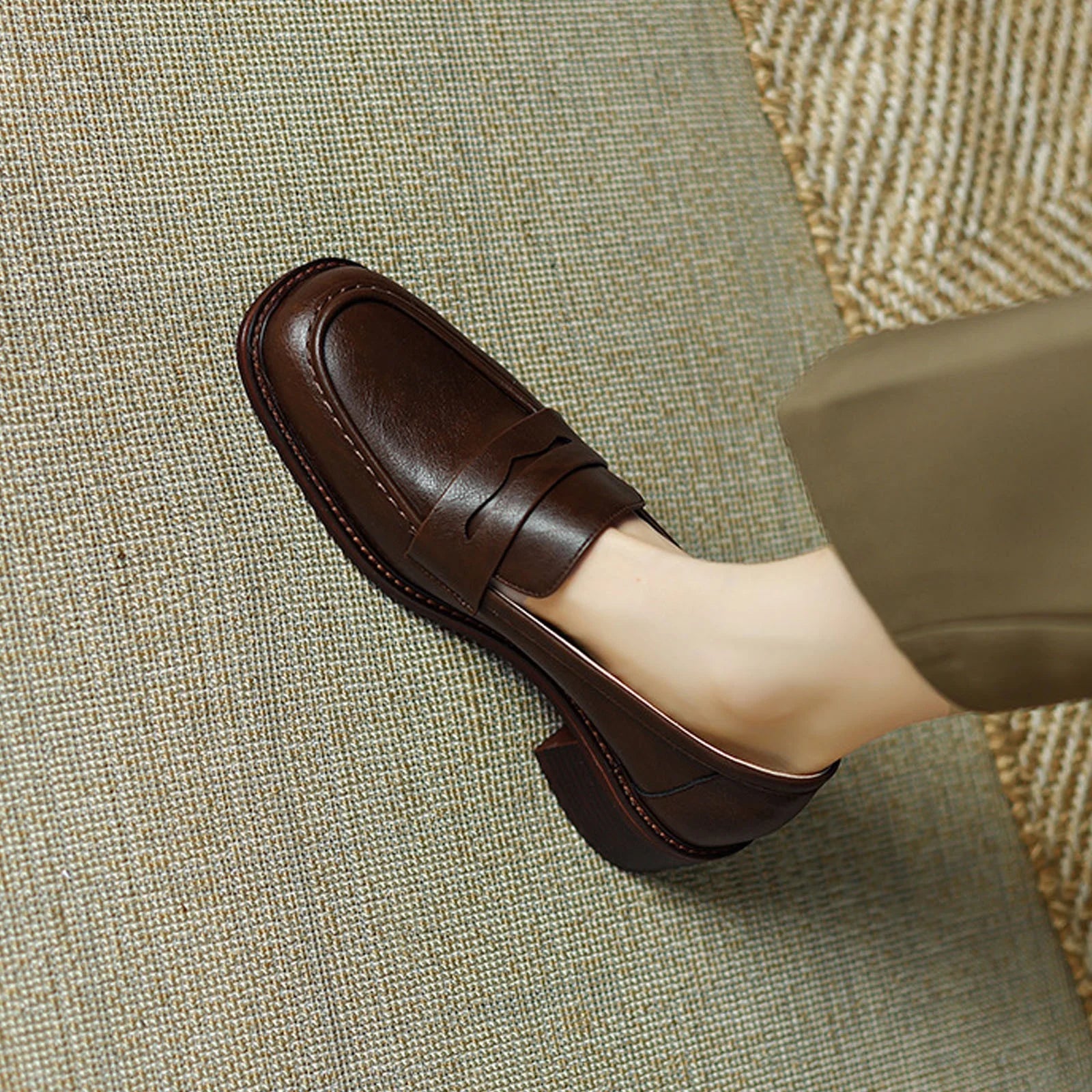 Mary Jane™ | Läderloafers med rund tå och låg klack