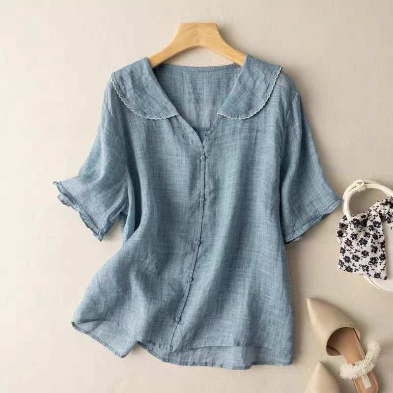 AlvaStockholm™ | Blus med Scallop Trim och Knappar
