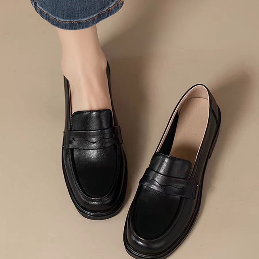 Mary Jane™ | Läderloafers med rund tå och låg klack