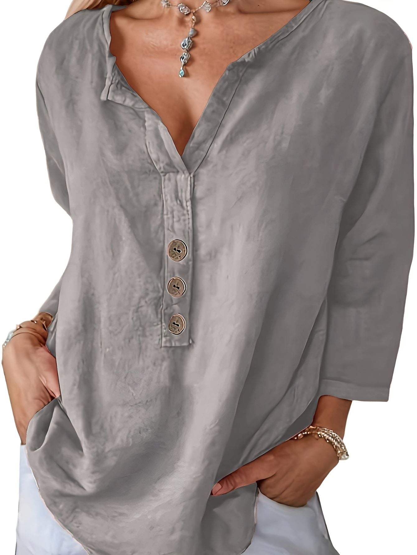 Minda™ | Blus i Bomull och Linne