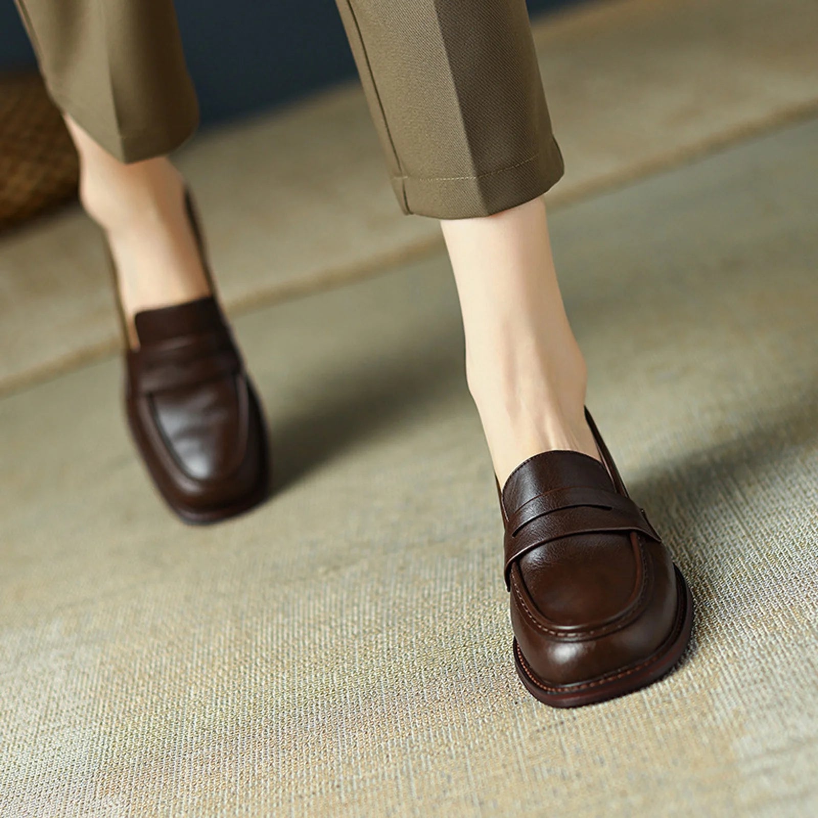 Mary Jane™ | Läderloafers med rund tå och låg klack