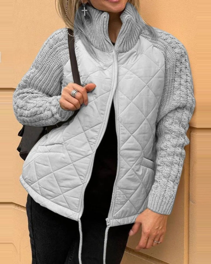 AlvaStockholm™ | Stickad Patchwork Puffig Jacka