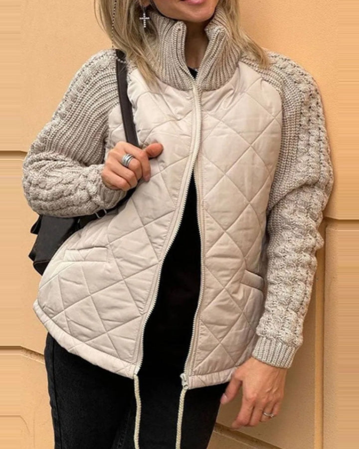 AlvaStockholm™ | Stickad Patchwork Puffig Jacka