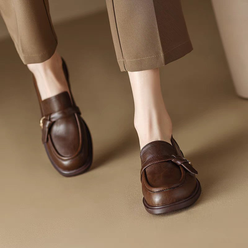 Mary Jane™ | Mjuk läderloafers med rund tå för damer