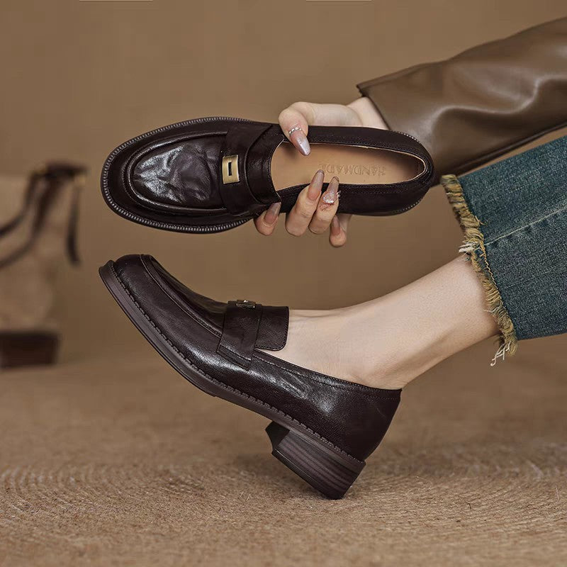 Mary Jane™ | Läderloafers med medelhög klack