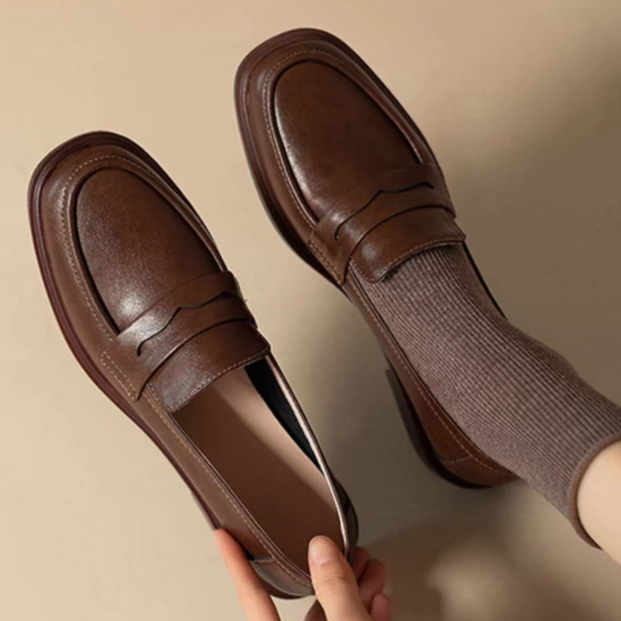 Mary Jane™ | Läderloafers med rund tå och låg klack