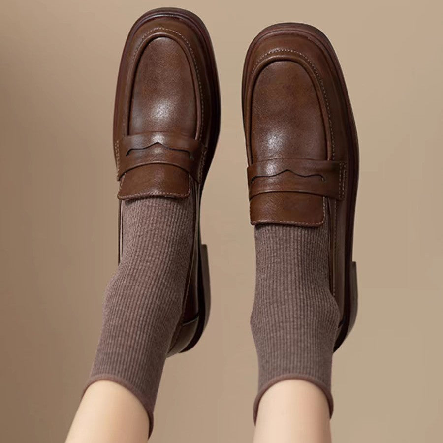 Mary Jane™ | Läderloafers med rund tå och låg klack