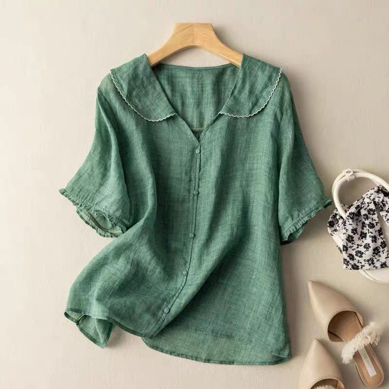 AlvaStockholm™ | Blus med Scallop Trim och Knappar