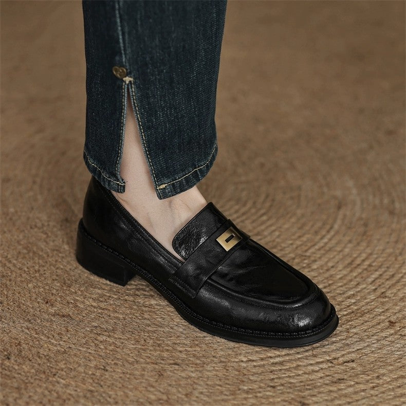 Mary Jane™ | Läderloafers med medelhög klack