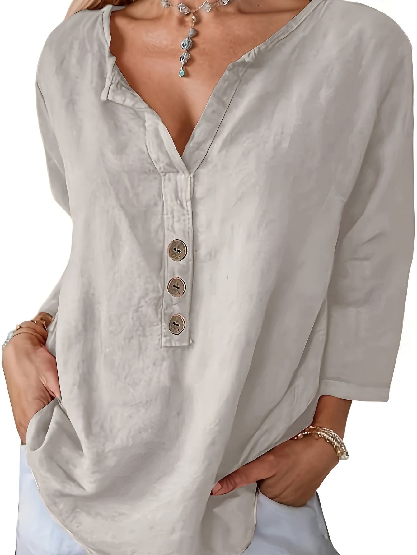 Minda™ | Blus i Bomull och Linne