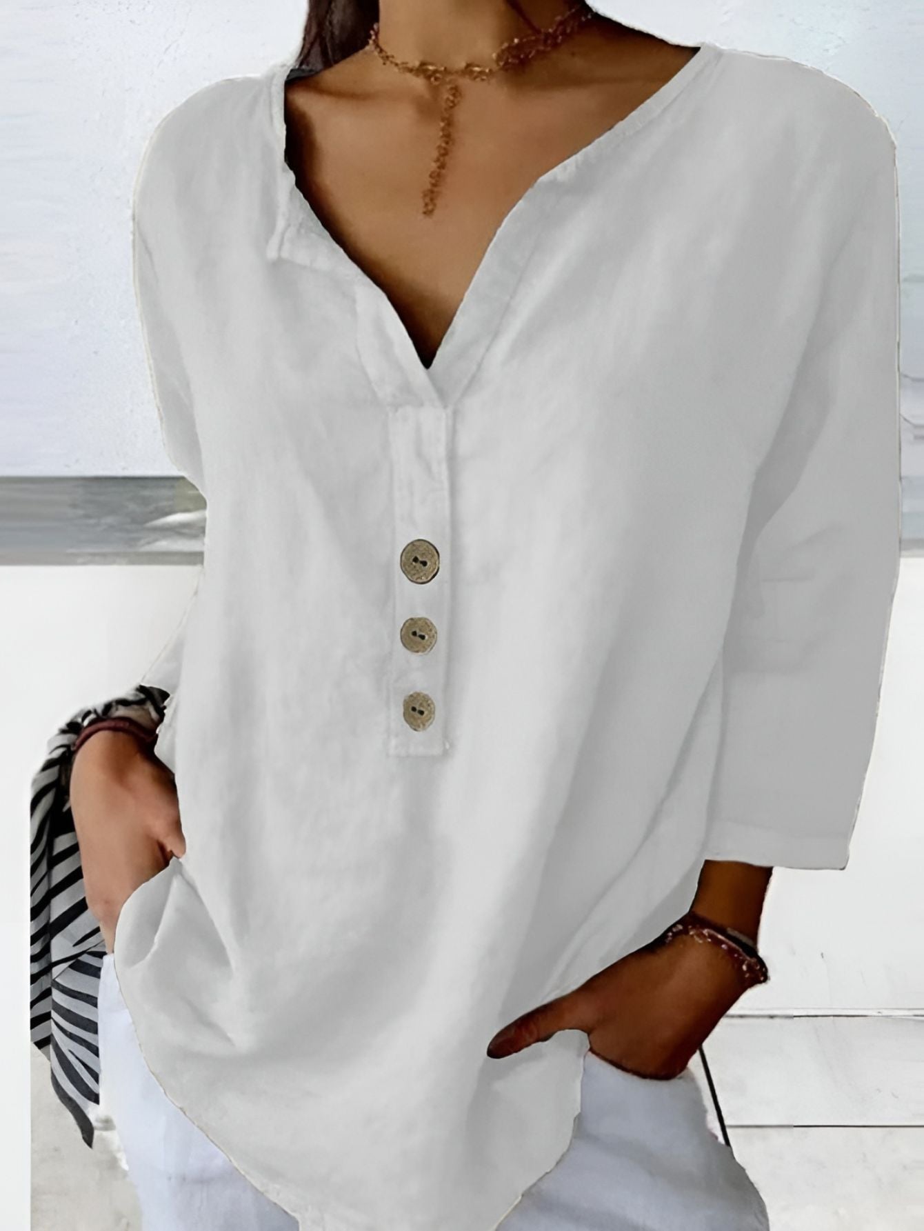 Minda™ | Blus i Bomull och Linne