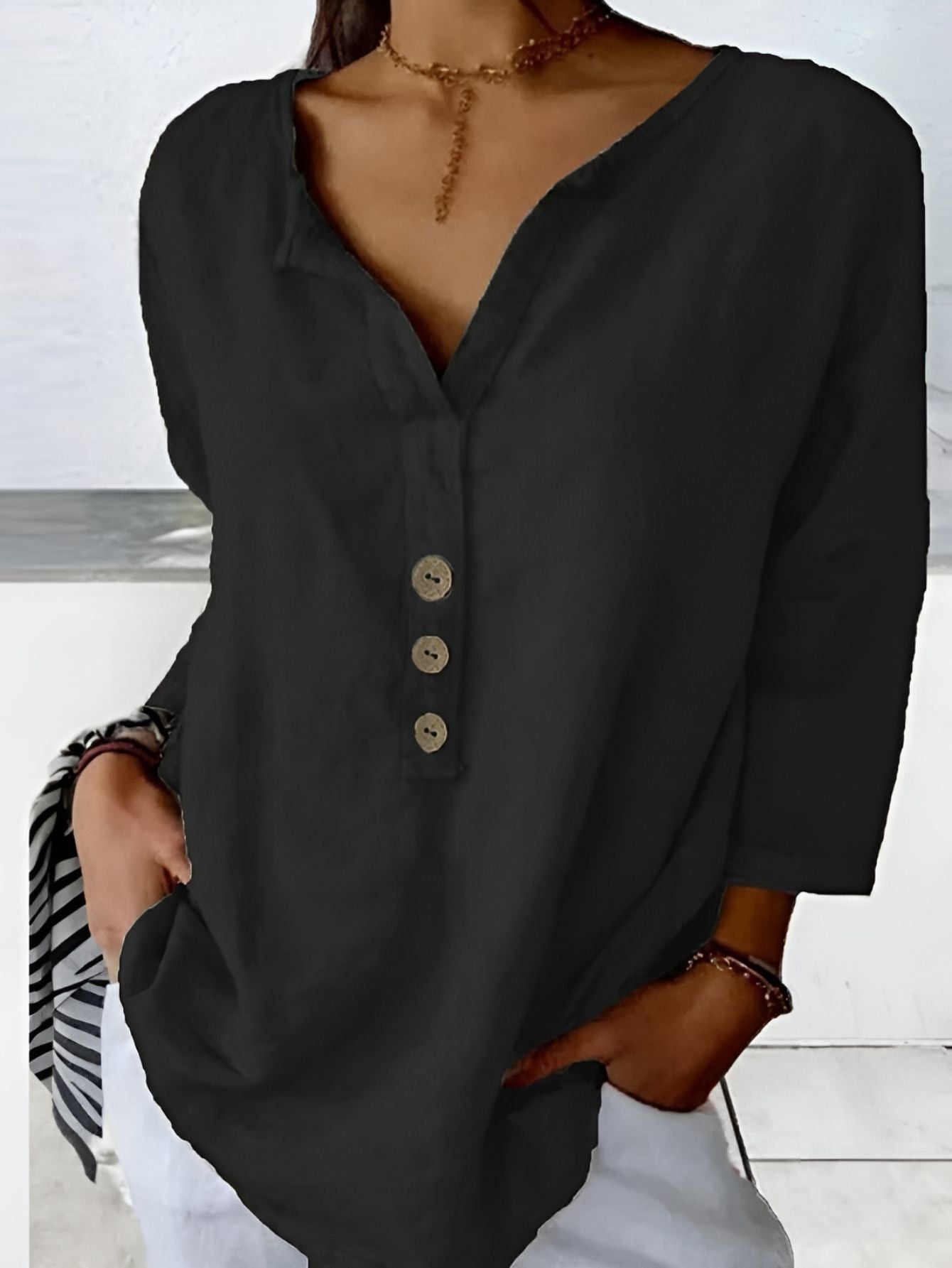 Minda™ | Blus i Bomull och Linne
