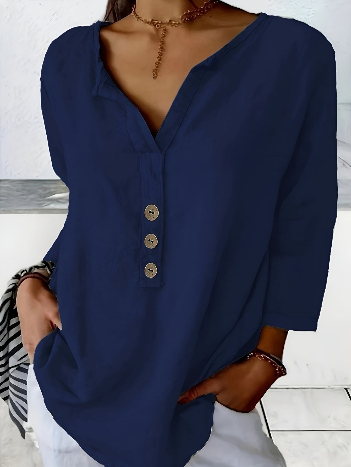 Minda™ | Blus i Bomull och Linne