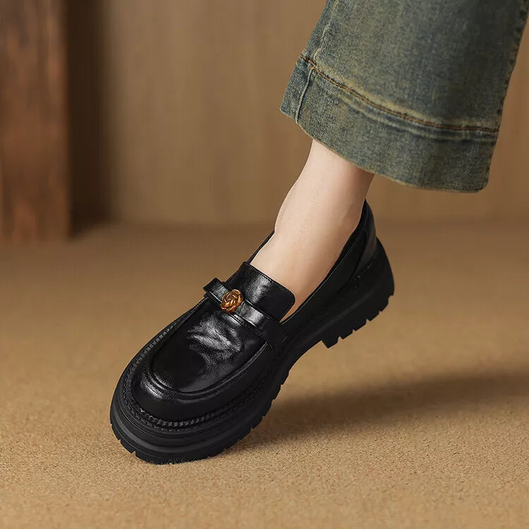 Mary Jane™ | Läderloafers med extra tjock sula