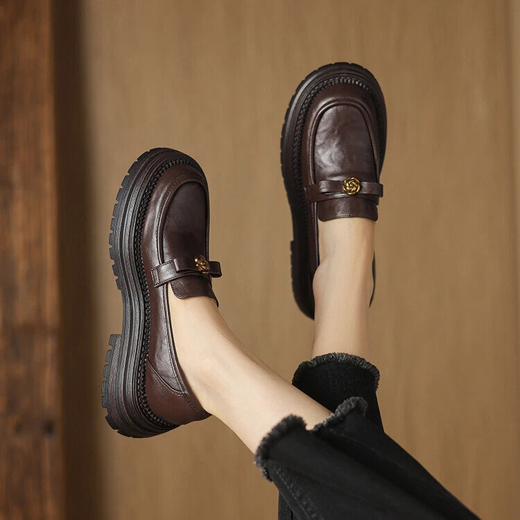 Mary Jane™ | Läderloafers med extra tjock sula