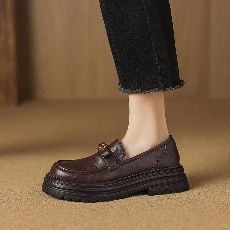 Mary Jane™ | Läderloafers med extra tjock sula